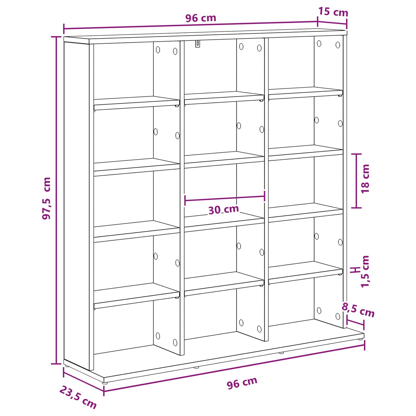 CD Cabinet Smoked Oak 96 x 23.5 x 97.5 cm Engineered Wood