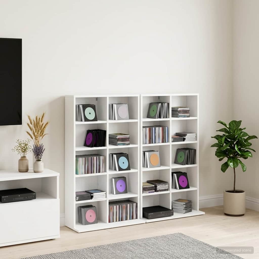 CD Cabinet 2 pcs White 65 x 23.5 x 97.5 cm Engineered Wood