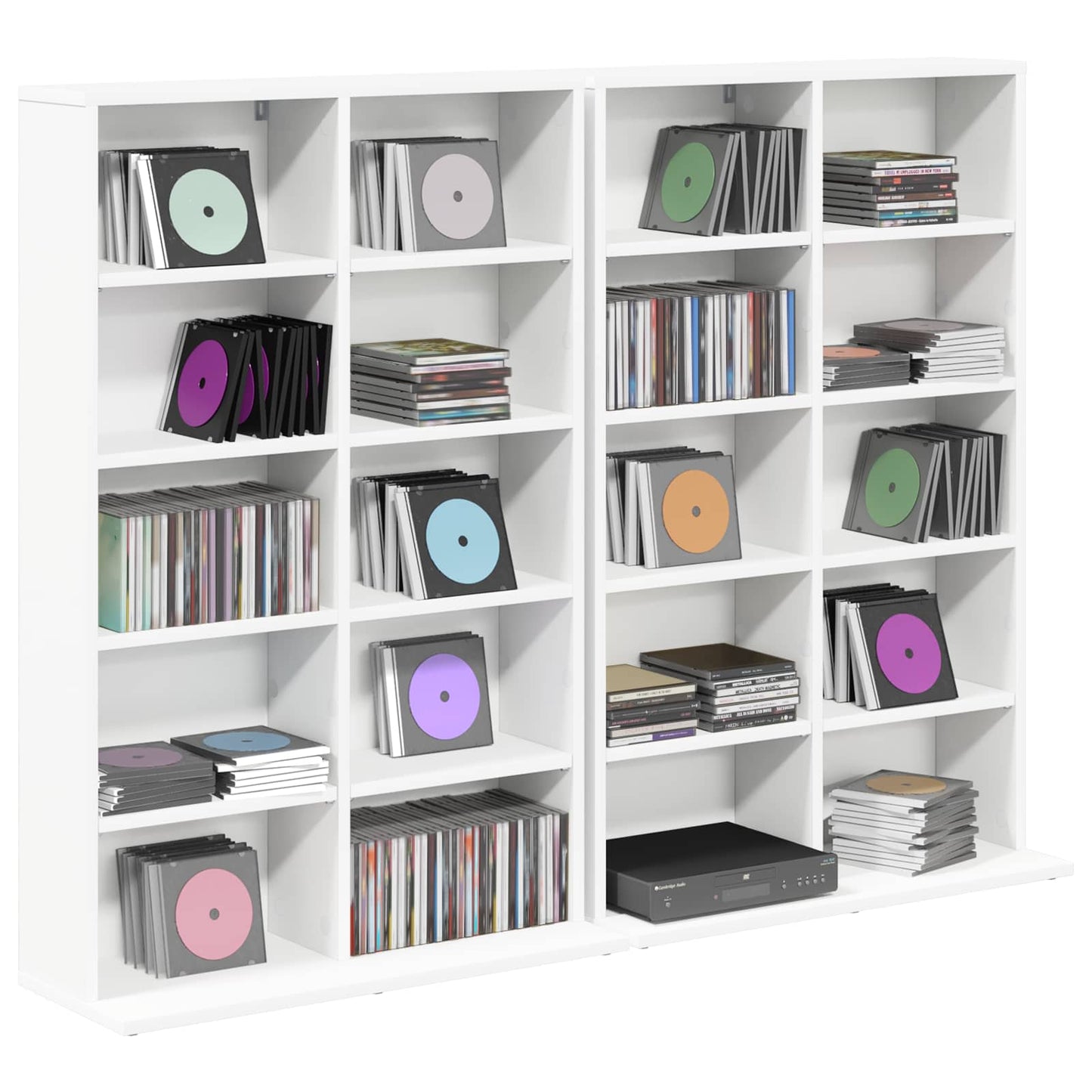 CD Cabinet 2 pcs White 65 x 23.5 x 97.5 cm Engineered Wood