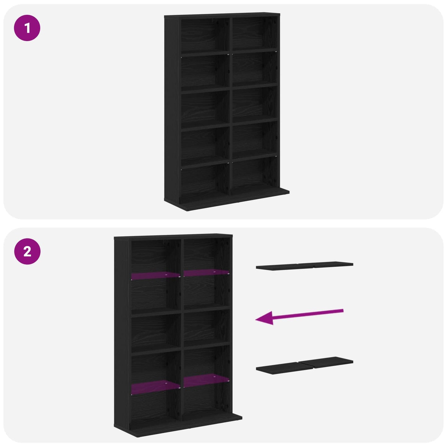 CD Cabinet Black Oak 65 x 23.5 x 97.5 cm Engineered Wood