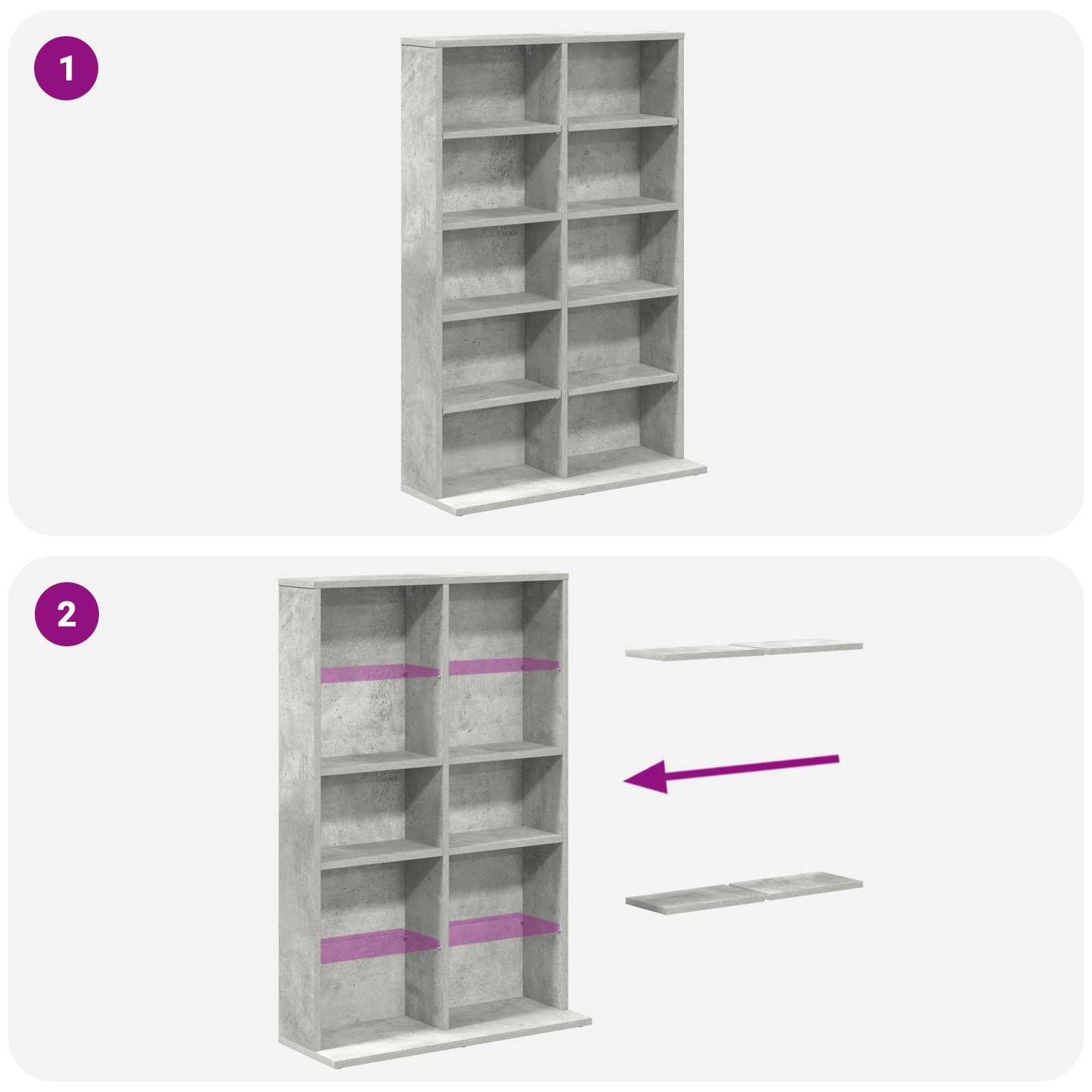 CD Cabinet Concrete Grey 65 x 23.5 x 97.5 cm Engineered Wood