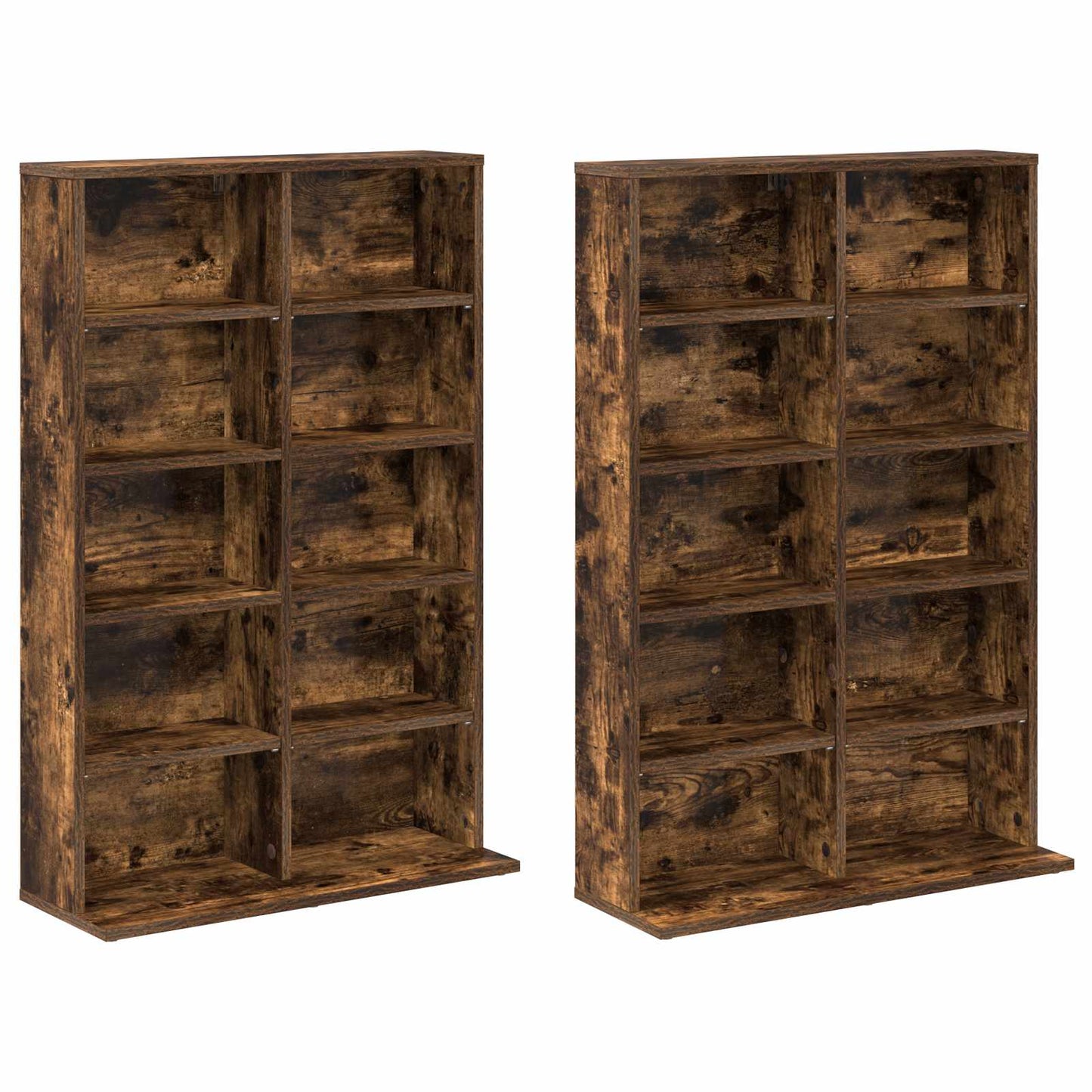 CD Cabinet 2 pcs Smoked Oak 65 x 23.5 x 97.5 cm Engineered Wood