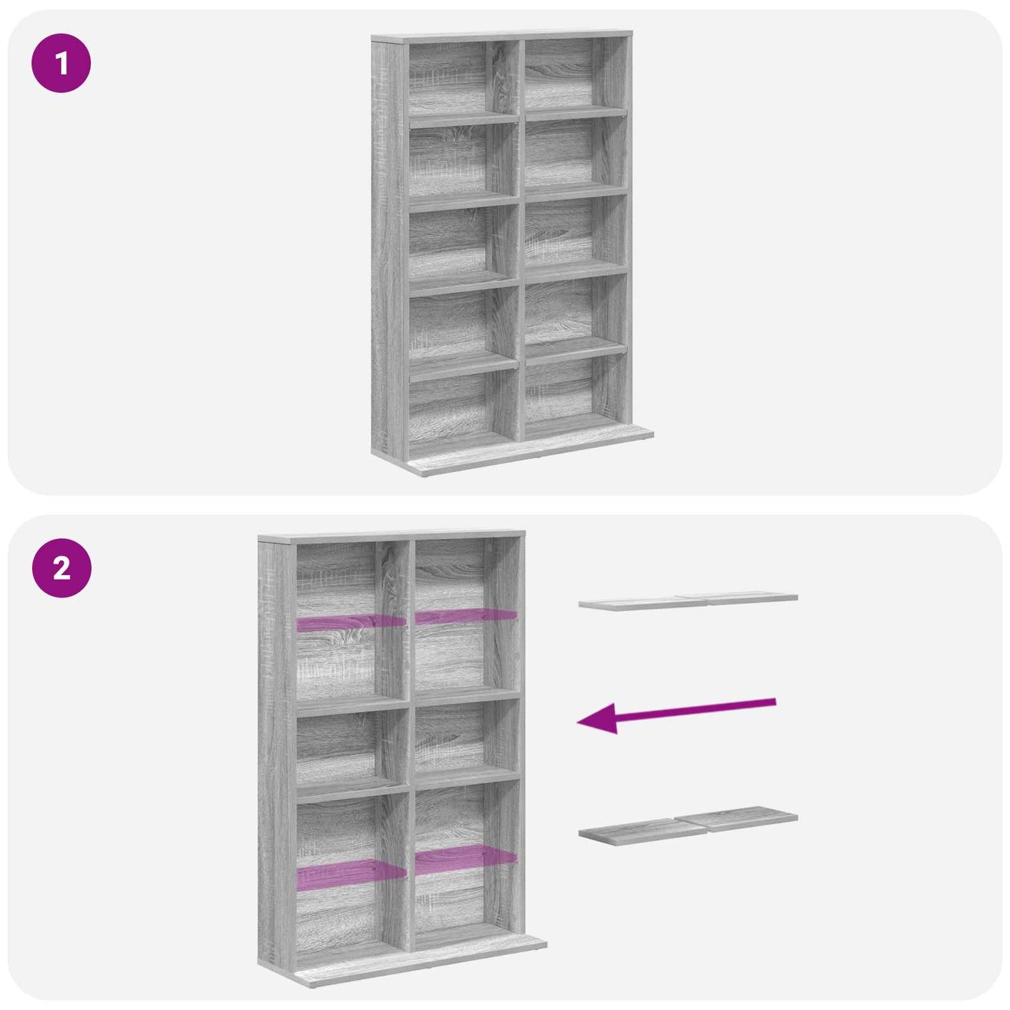 CD Cabinet Grey Sonoma 65 x 23.5 x 97.5 cm Engineered Wood