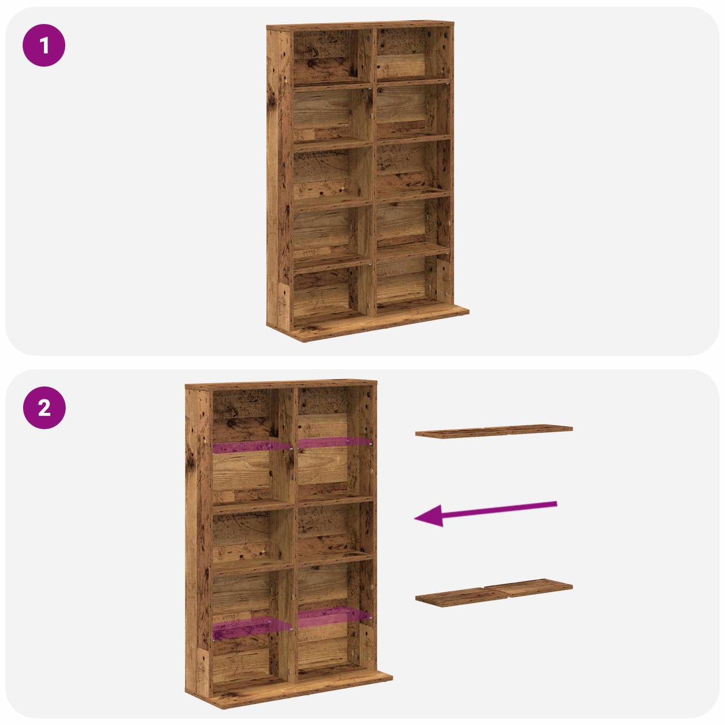 CD Cabinet Old Wood 65 x 23.5 x 97.5 cm Engineered Wood