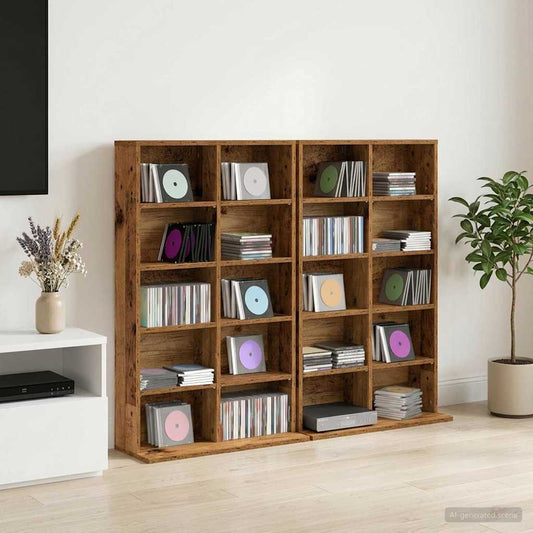 CD Cabinet 2 pcs Old Wood 65 x 23.5 x 97.5 cm Engineered Wood