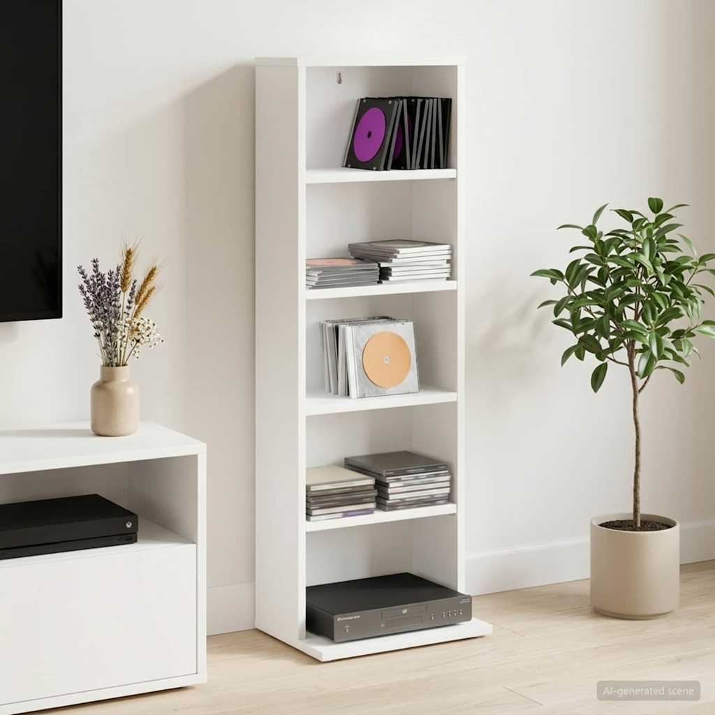 CD Cabinet White 33 x 23.5 x 97.5 cm Engineered Wood