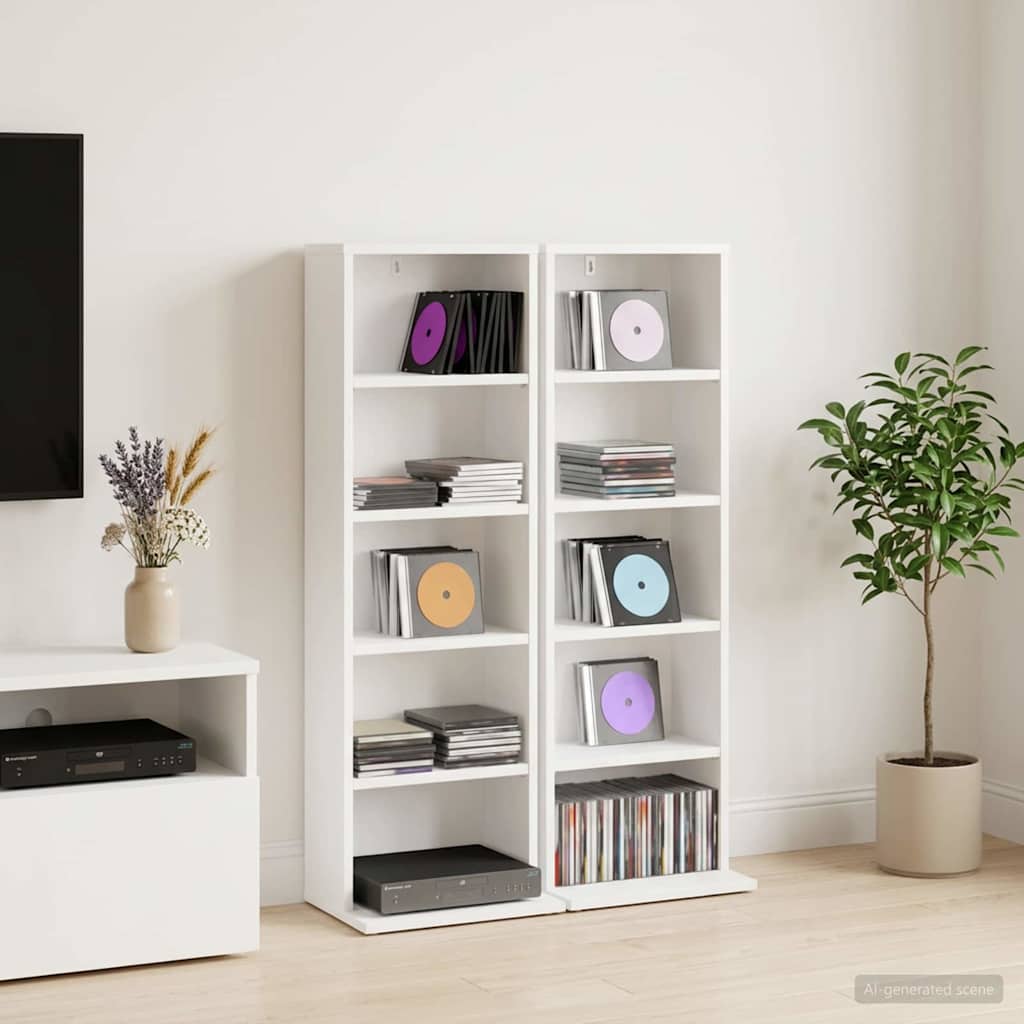 CD Cabinet 2 pcs White 33 x 23.5 x 97.5 cm Engineered Wood