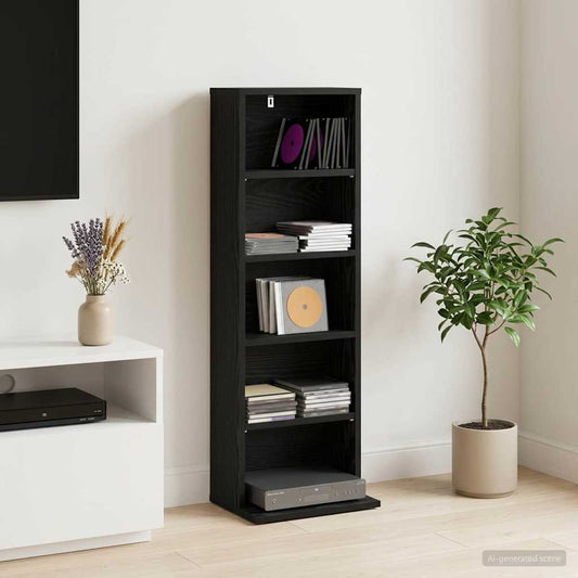 CD Cabinet Black Oak 33 x 23.5 x 97.5 cm Engineered Wood