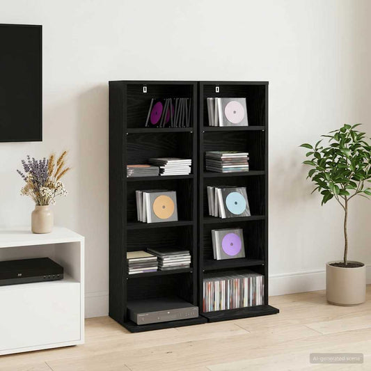 CD Cabinet 2 pcs Black Oak 33 x 23.5 x 97.5 cm Engineered Wood
