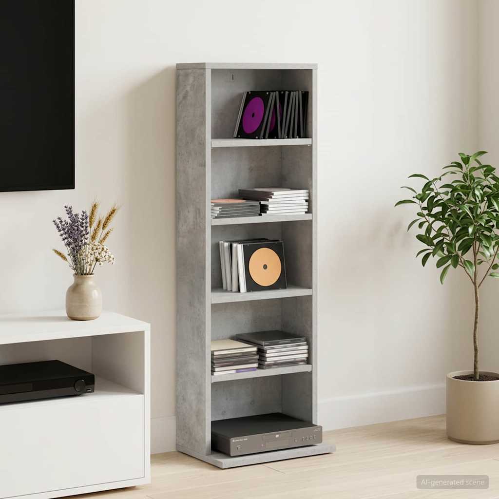 CD Cabinet Concrete Grey 33 x 23.5 x 97.5 cm Engineered Wood