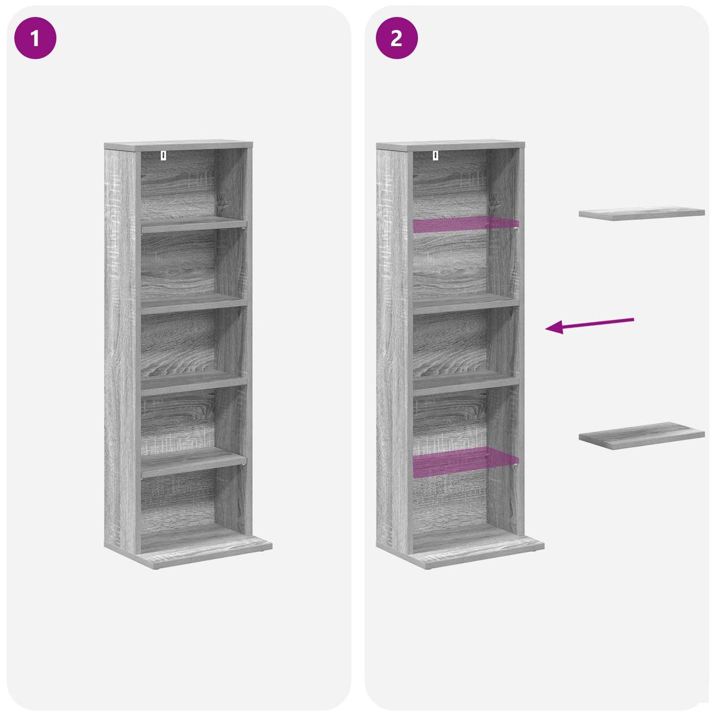 CD Cabinet Grey Sonoma 33 x 23.5 x 97.5 cm Engineered Wood