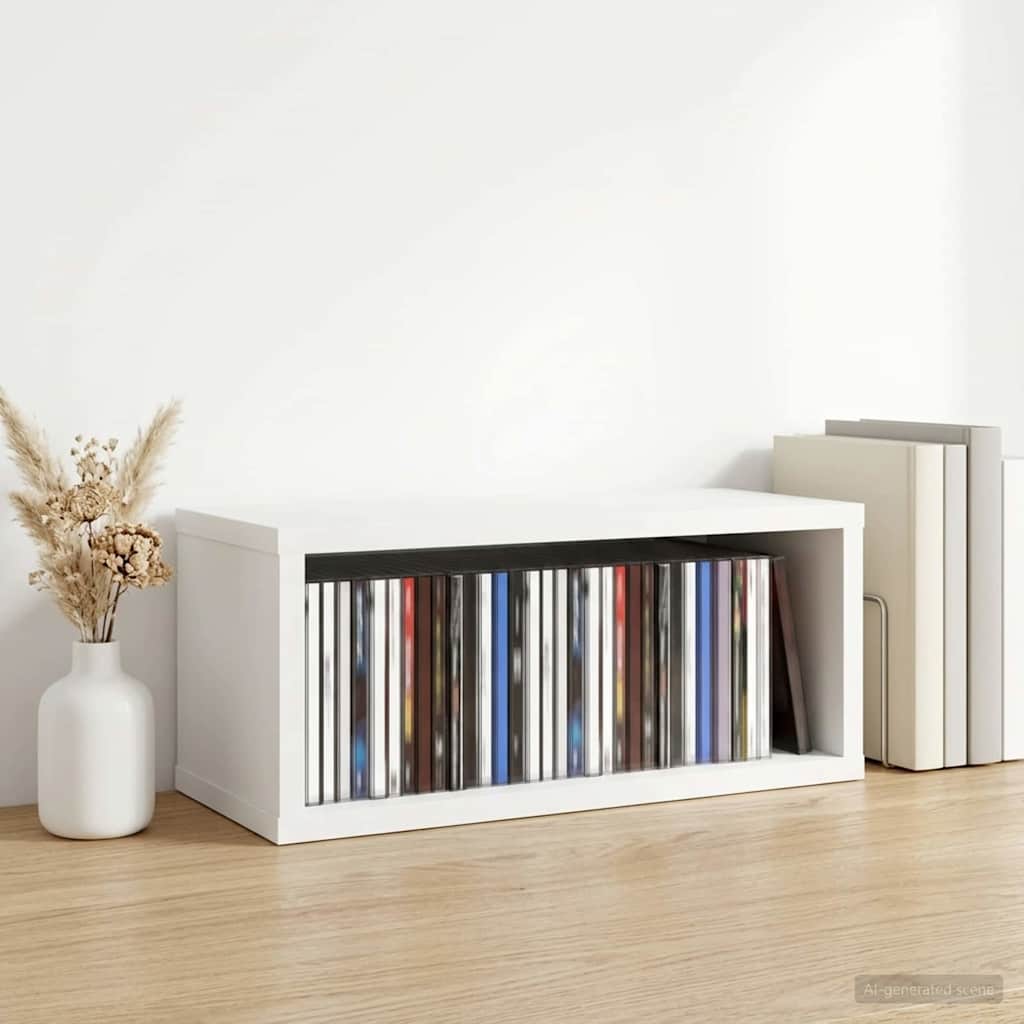 CD Storage Rack White 40 x 17 x 17 cm Engineered Wood