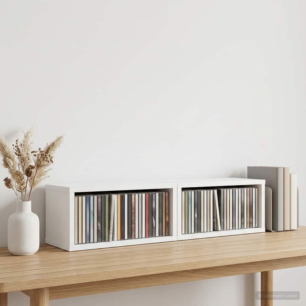 CD Storage Rack 2 pcs White 40 x 17 x 17 cm Engineered Wood