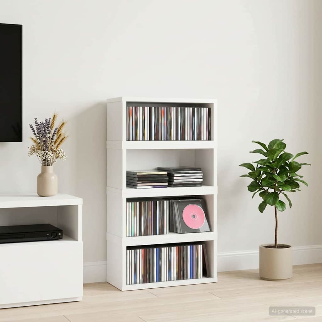 CD Storage Rack 4 pcs White 40 x 17 x 17 cm Engineered Wood