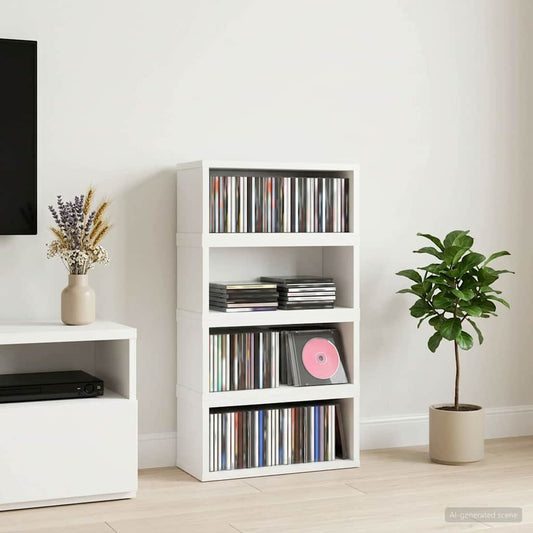 CD Storage Rack 4 pcs White 40 x 17 x 17 cm Engineered Wood