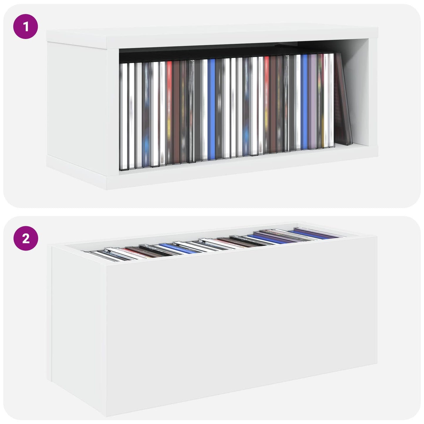 CD Storage Rack 4 pcs White 40 x 17 x 17 cm Engineered Wood