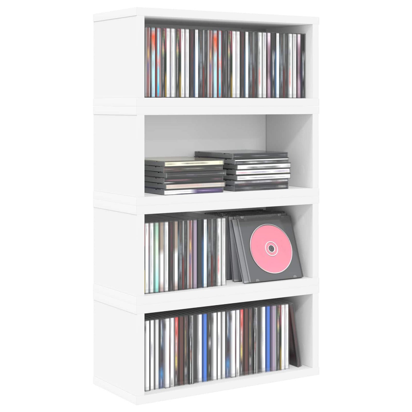 CD Storage Rack 4 pcs White 40 x 17 x 17 cm Engineered Wood