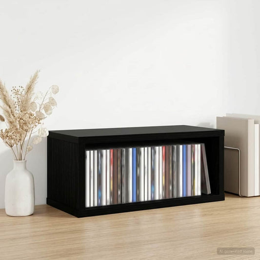 CD Storage Rack Black Oak 40 x 17 x 17 cm Engineered Wood