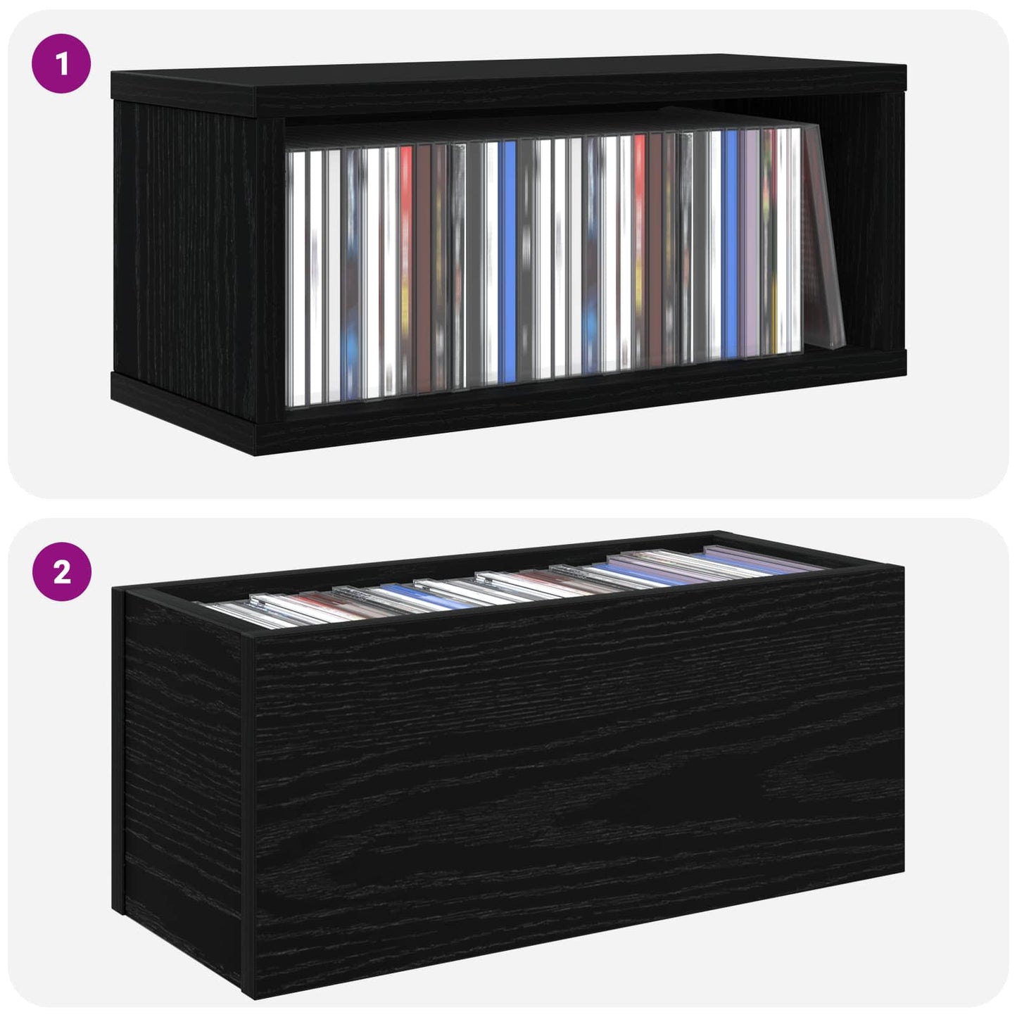 CD Storage Rack Black Oak 40 x 17 x 17 cm Engineered Wood