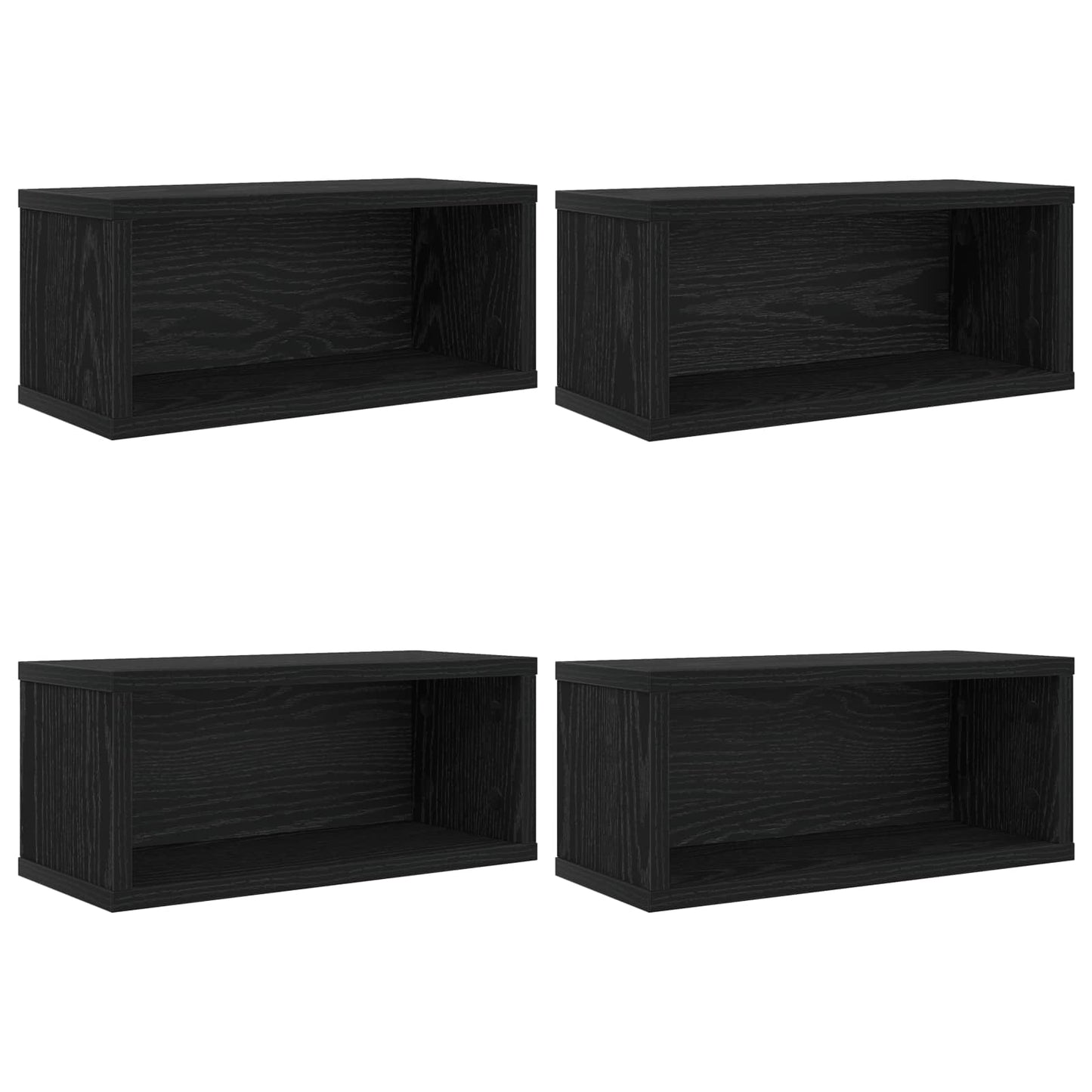 CD Storage Rack 4 pcs Black Oak 40 x 17 x 17 cm Engineered Wood