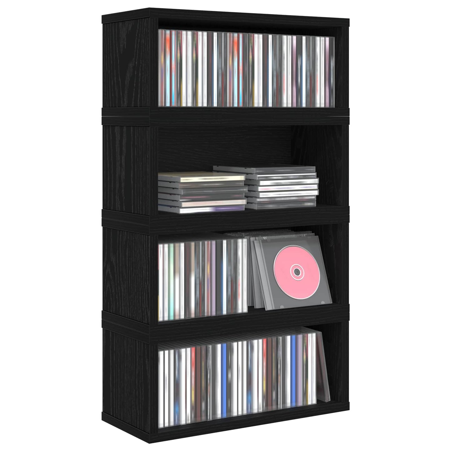 CD Storage Rack 4 pcs Black Oak 40 x 17 x 17 cm Engineered Wood