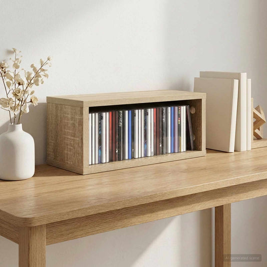 CD Storage Rack Sonoma Oak 40 x 17 x 17 cm Engineered Wood