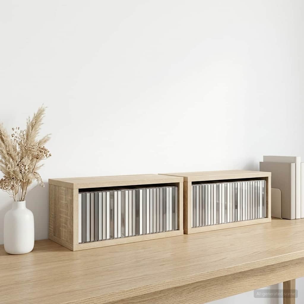 CD Storage Rack 2 pcs Sonoma Oak 40 x 17 x 17 cm