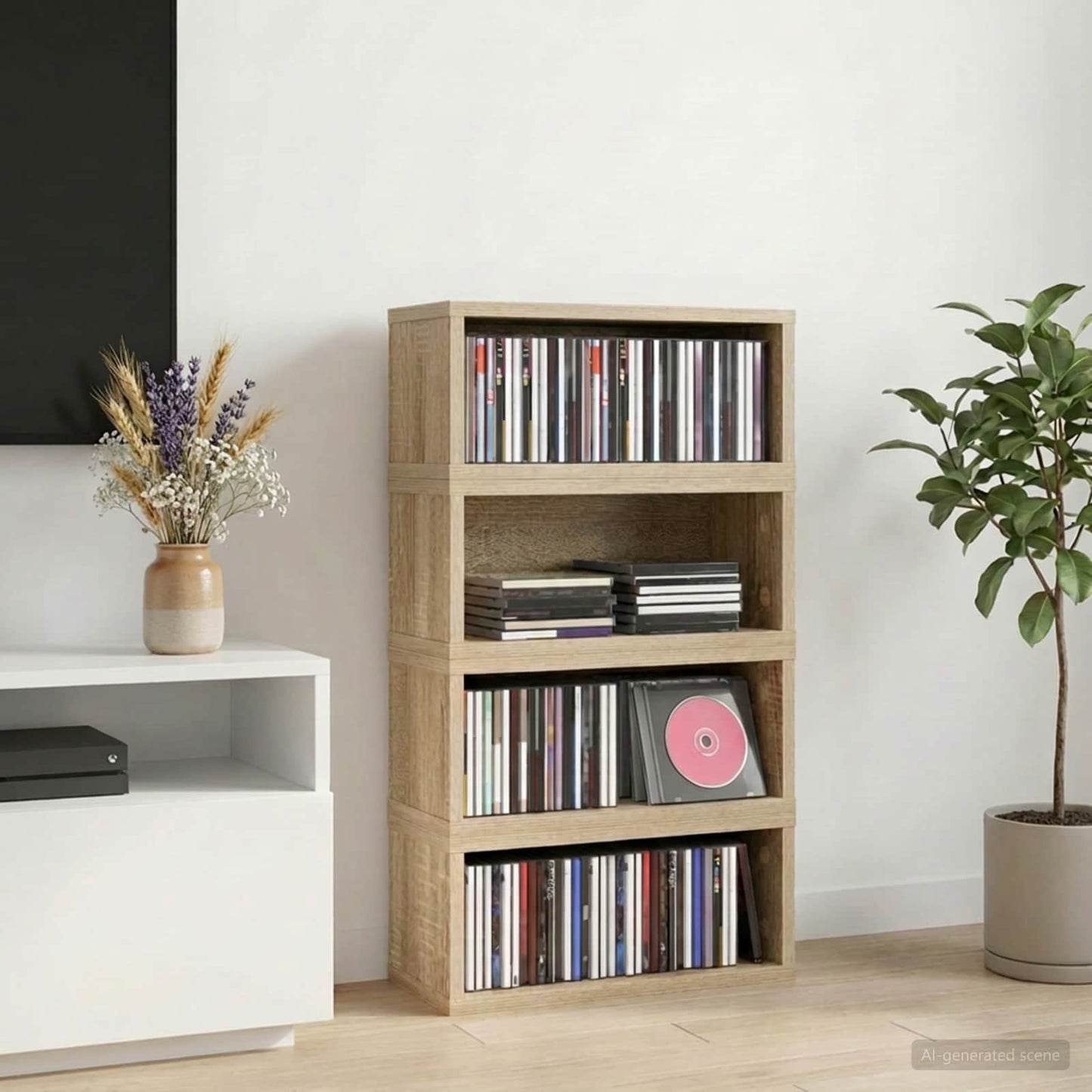 CD Storage Rack 4 pcs Sonoma Oak 40 x 17 x 17 cm