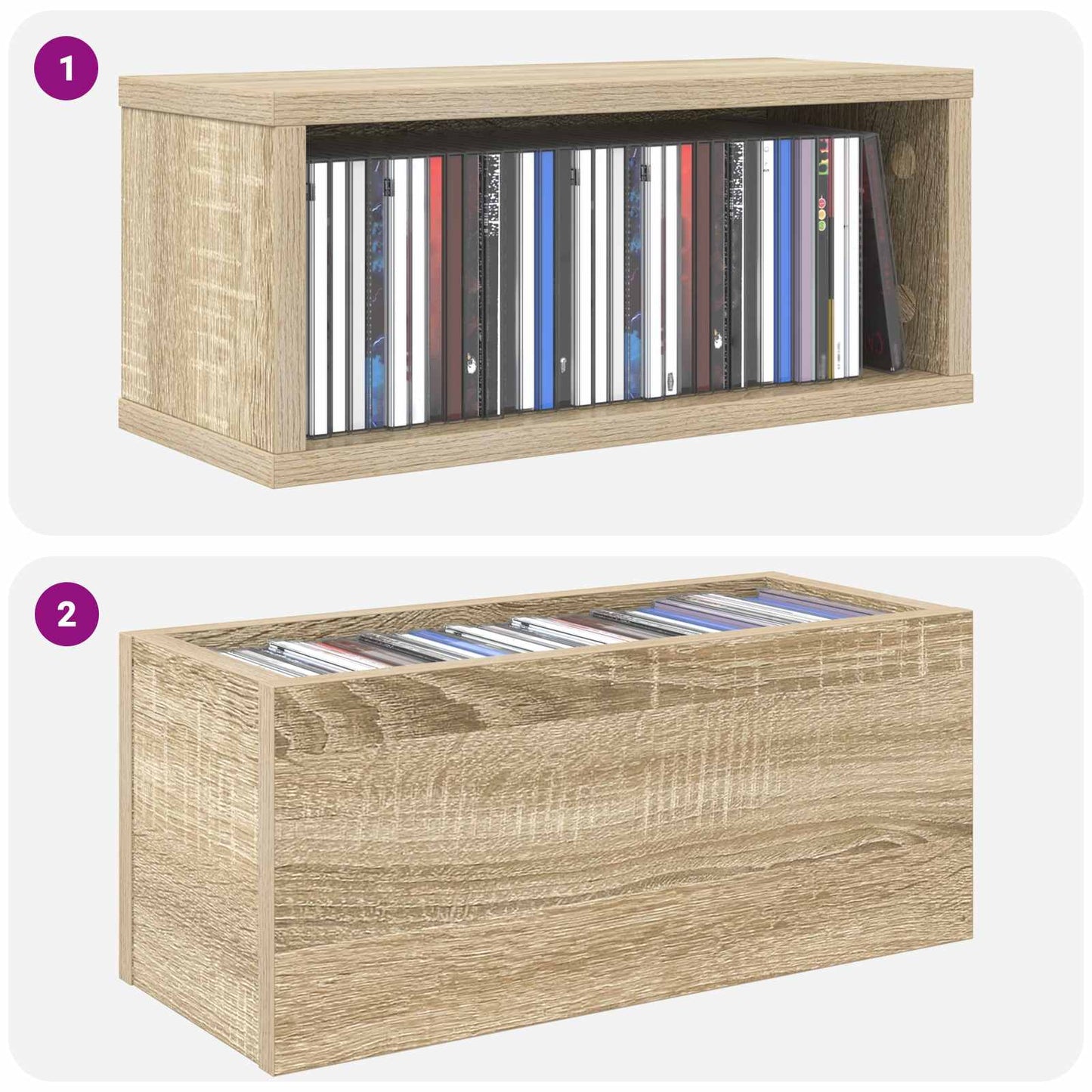 CD Storage Rack 4 pcs Sonoma Oak 40 x 17 x 17 cm