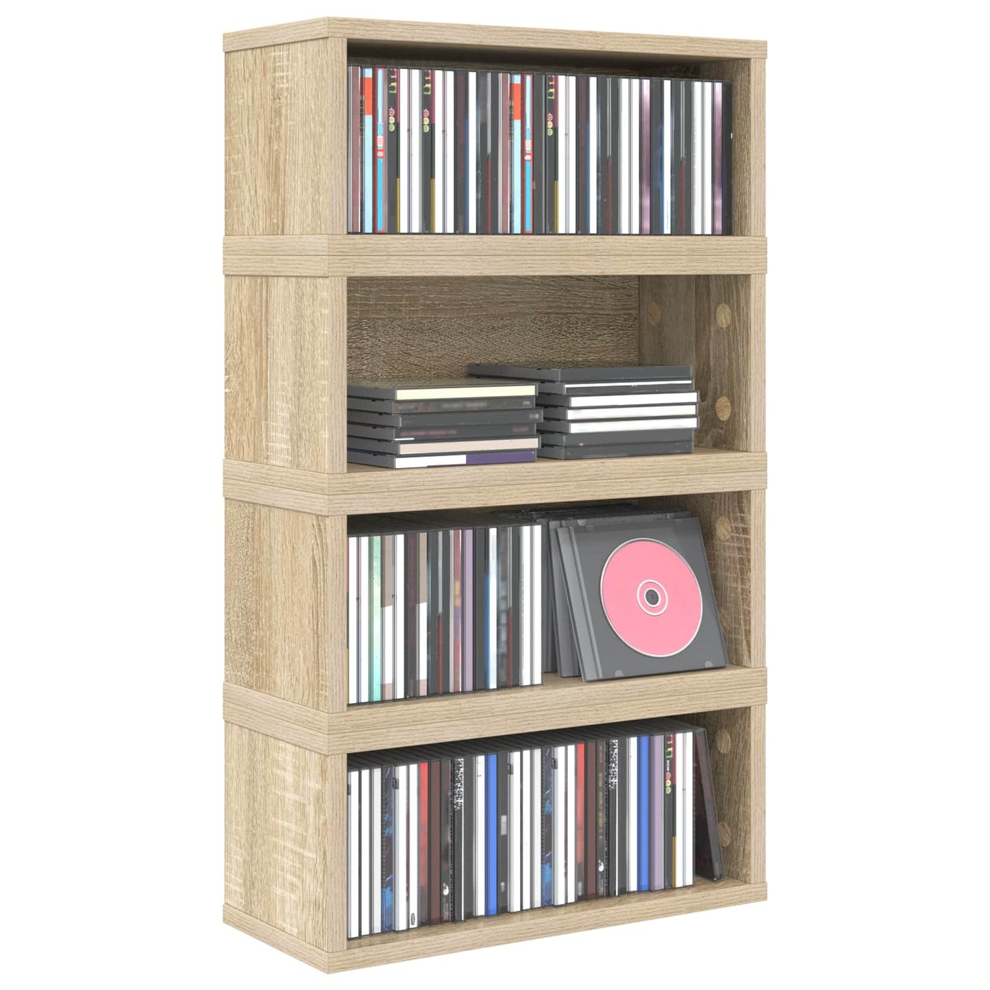 CD Storage Rack 4 pcs Sonoma Oak 40 x 17 x 17 cm