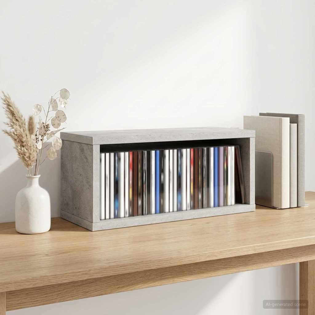 CD Storage Rack Concrete Grey 40 x 17 x 17 cm Engineered Wood
