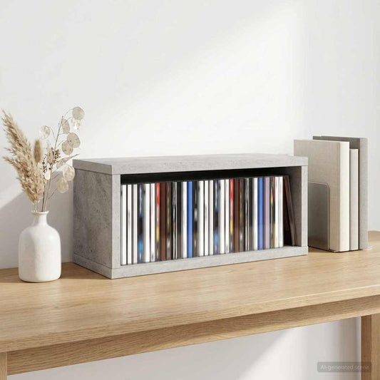 CD Storage Rack Concrete Grey 40 x 17 x 17 cm Engineered Wood