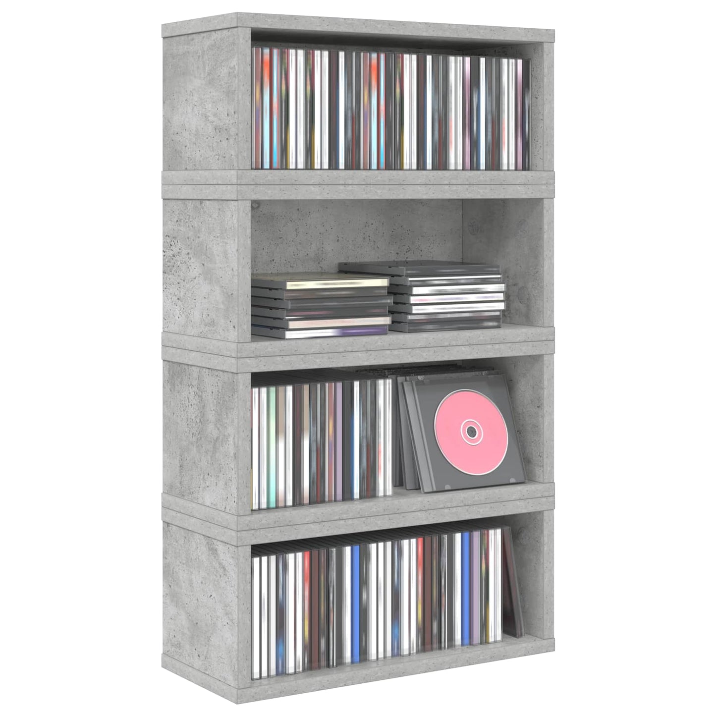 CD Storage Rack 4 pcs Concrete Grey 40 x 17 x 17 cm