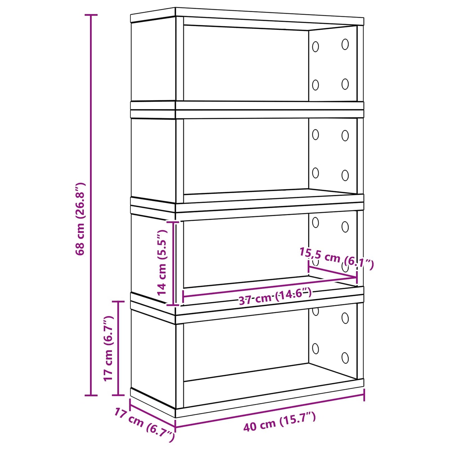 CD Storage Rack 4 pcs Concrete Grey 40 x 17 x 17 cm