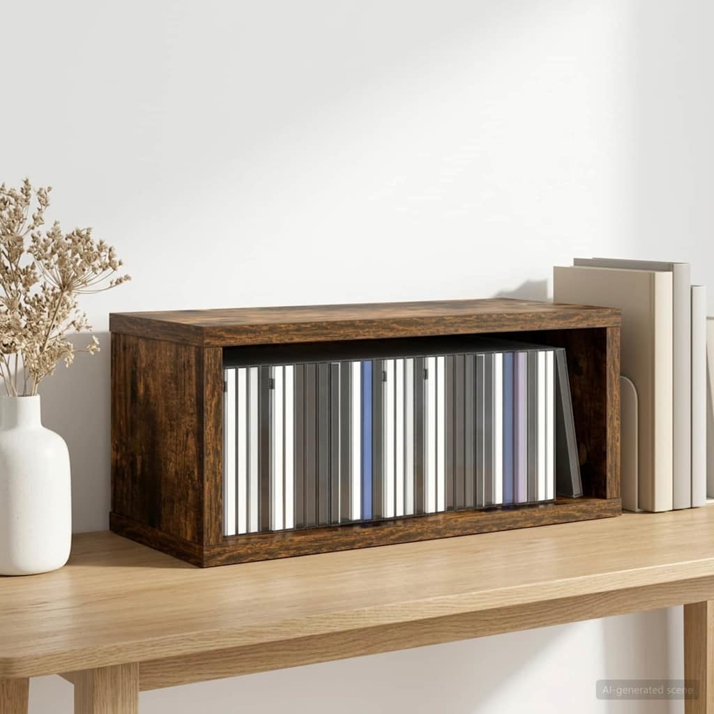 CD Storage Rack Smoked Oak 40 x 17 x 17 cm Engineered Wood