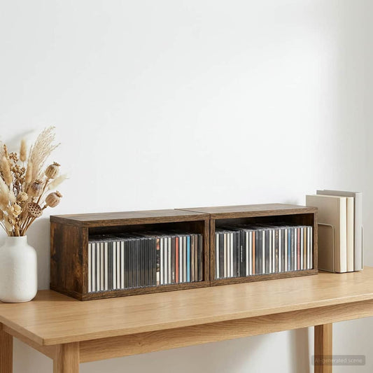 CD Storage Rack 2 pcs Smoked Oak 40 x 17 x 17 cm