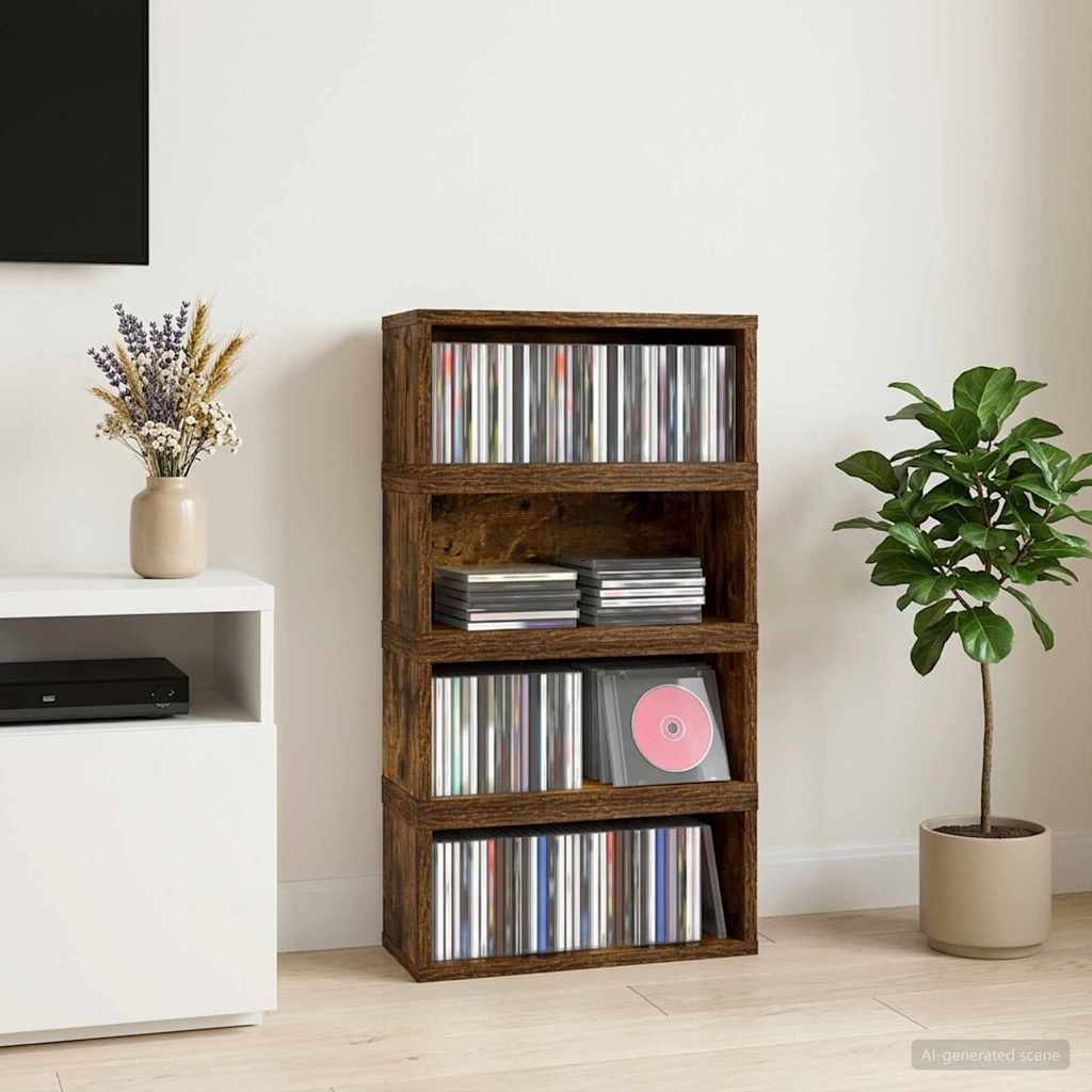 CD Storage Rack 4 pcs Smoked Oak 40 x 17 x 17 cm