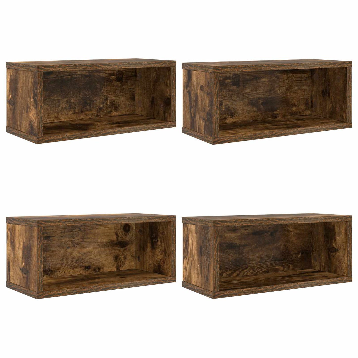 CD Storage Rack 4 pcs Smoked Oak 40 x 17 x 17 cm