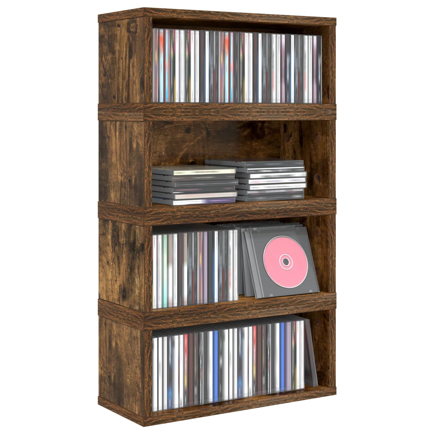 CD Storage Rack 4 pcs Smoked Oak 40 x 17 x 17 cm