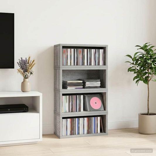 CD Storage Rack 4 pcs Grey Sonoma 40 x 17 x 17 cm