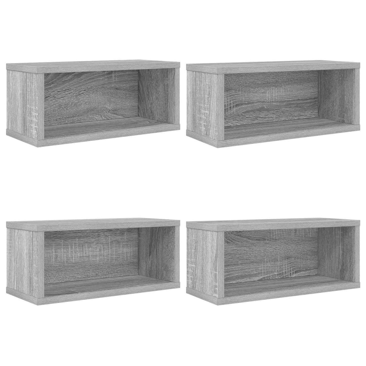 CD Storage Rack 4 pcs Grey Sonoma 40 x 17 x 17 cm