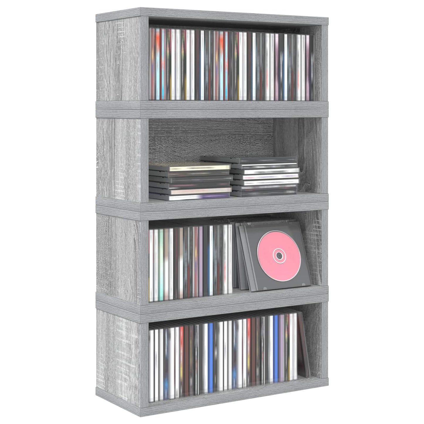 CD Storage Rack 4 pcs Grey Sonoma 40 x 17 x 17 cm