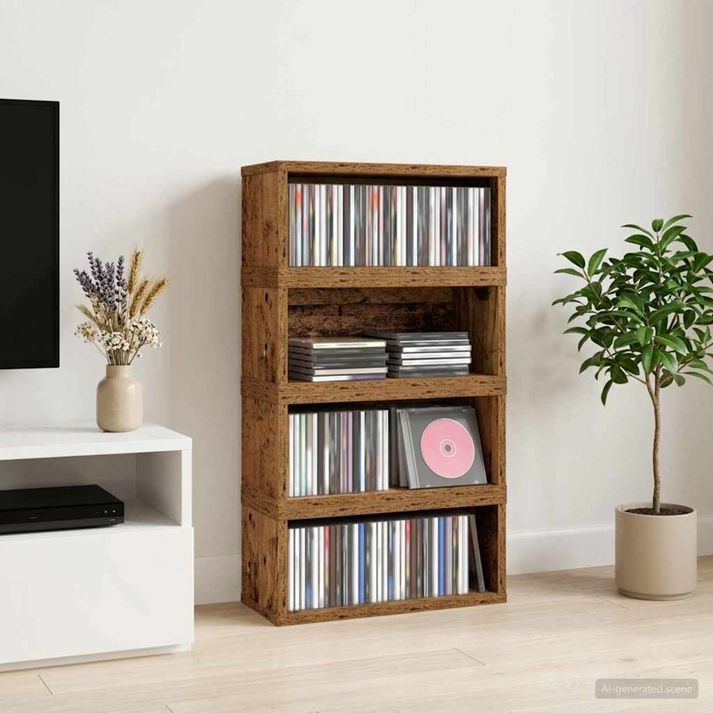 CD Storage Rack 4 pcs Oak Wood 40 x 17 x 17 cm Engineered Wood