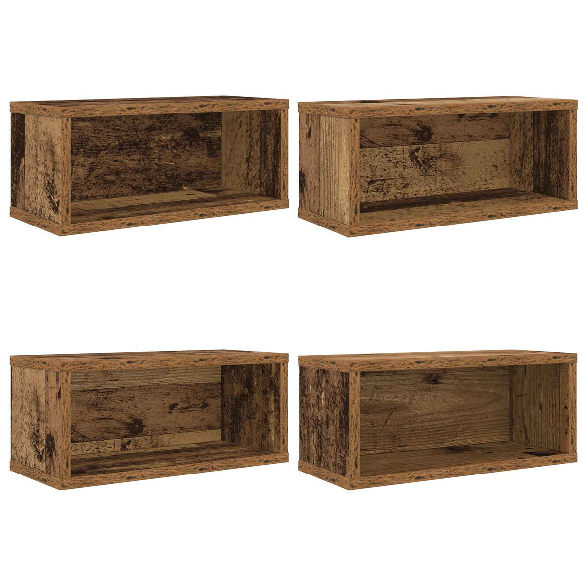 CD Storage Rack 4 pcs Old Wood 40 x 17 x 17 cm Engineered Wood