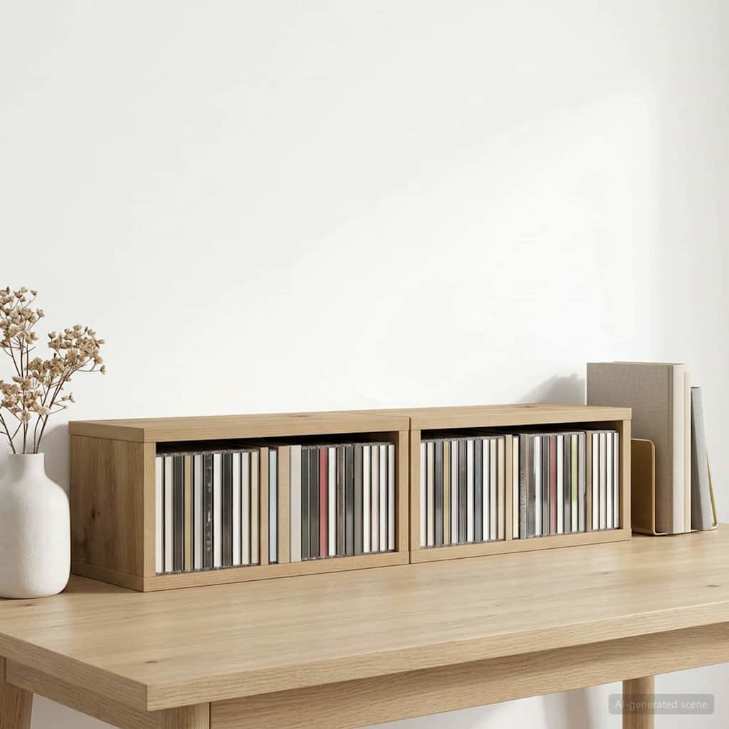 CD Storage Rack 2 pcs Artisan Oak 40 x 17 x 17 cm