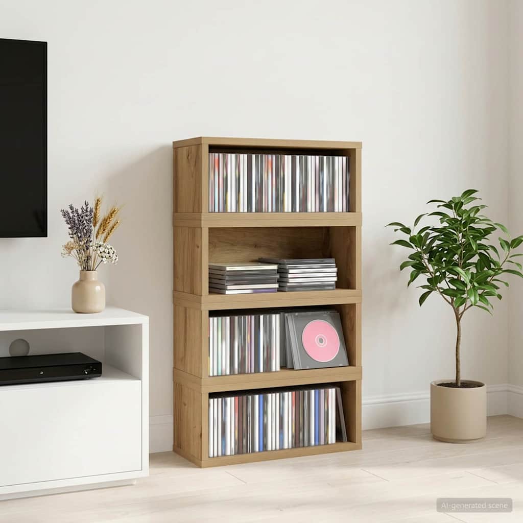 CD Storage Rack 4 pcs Artisan Oak 40 x 17 x 17 cm