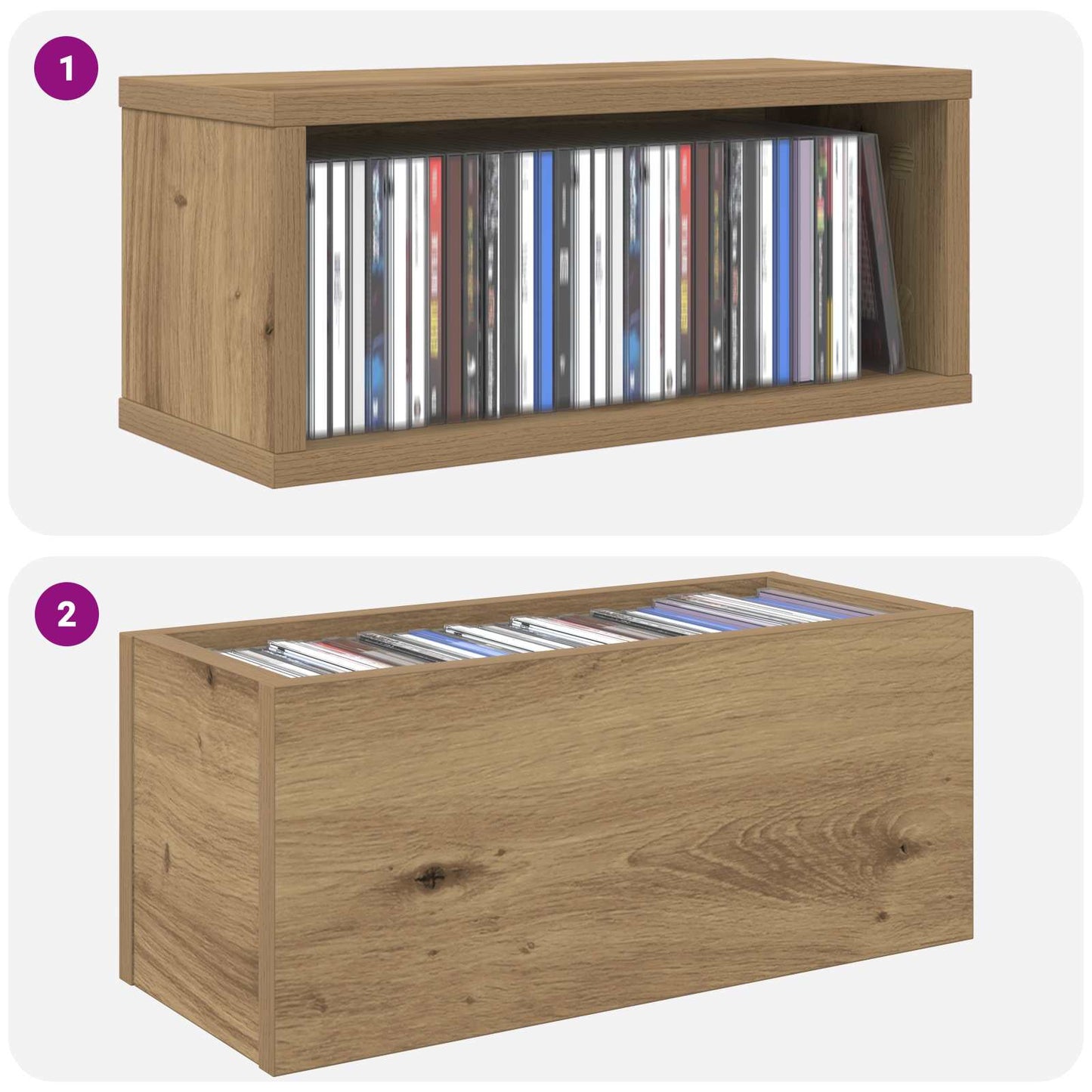 CD Storage Rack 4 pcs Artisan Oak 40 x 17 x 17 cm