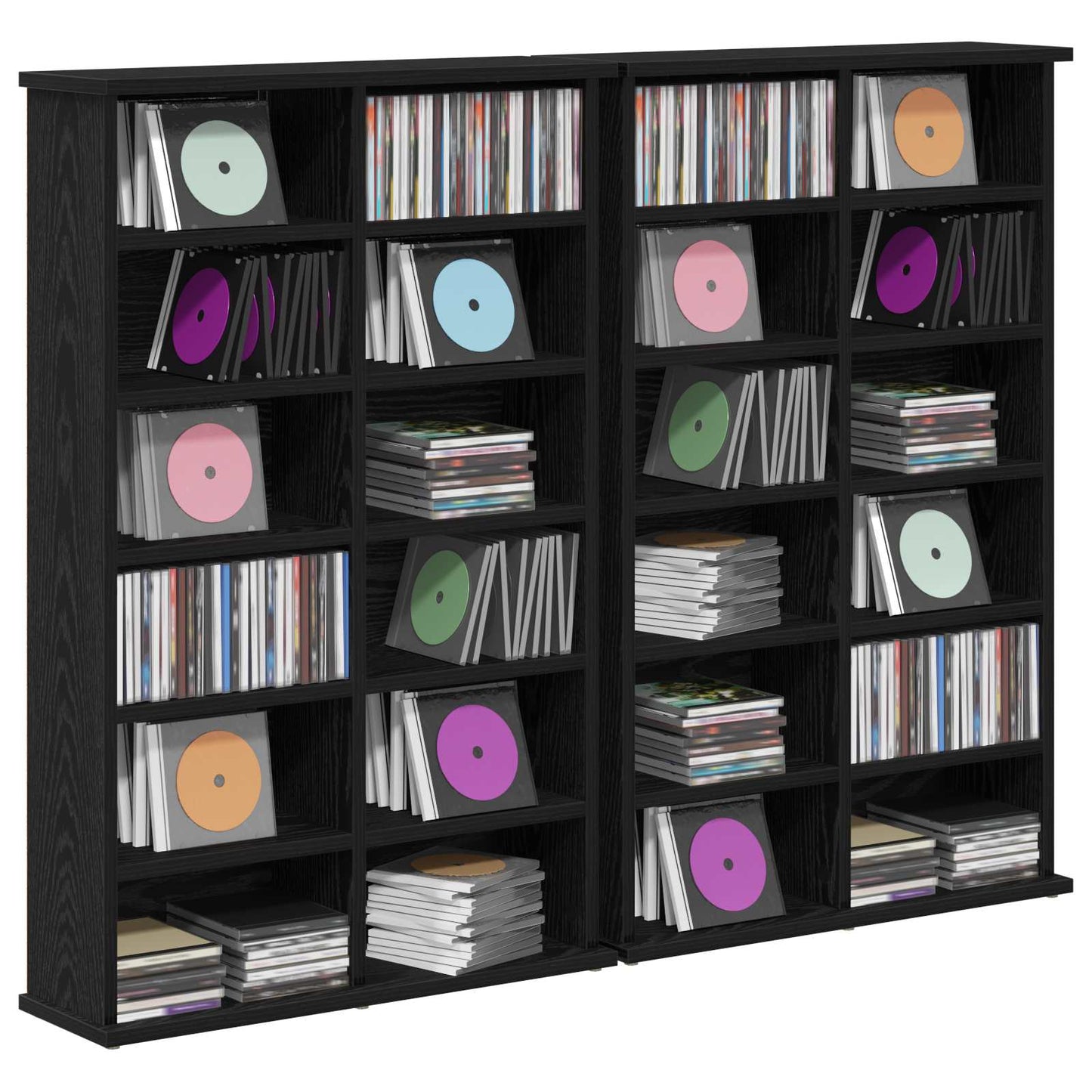 CD Cabinet 2 pcs Black Oak 60 x 17 x 92 cm Engineered Wood