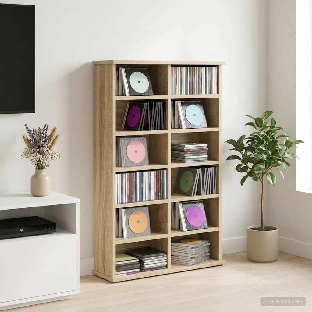 CD Cabinet Sonoma Oak 60 x 17 x 92 cm Engineered Wood