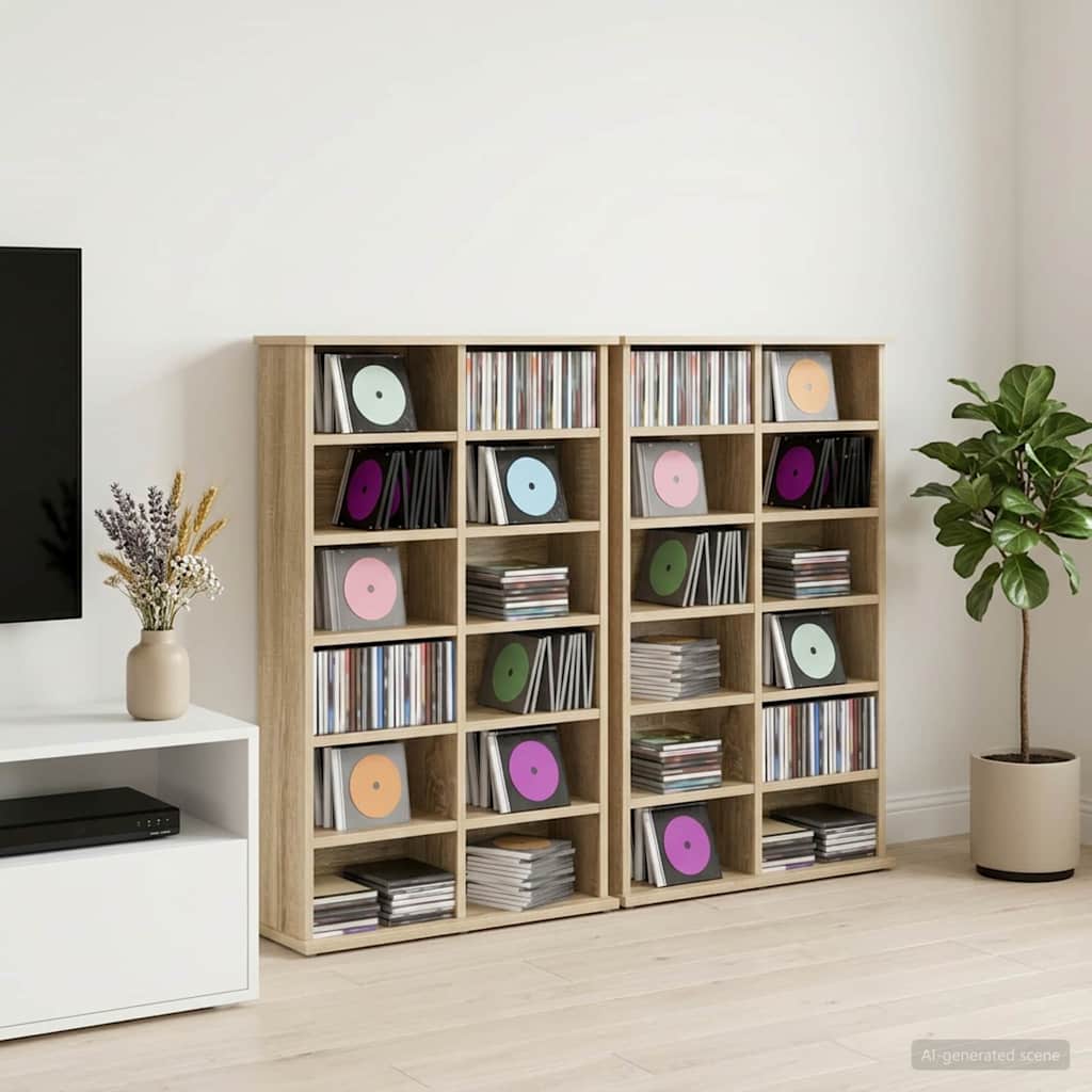 CD Cabinet 2 pcs Sonoma Oak 60 x 17 x 92 cm Engineered Wood